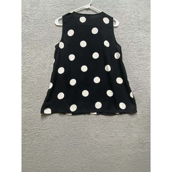 Womens Who What Wear Black and White Polka Dot Sheer Tank Top Blouse Medium - Picture 2 of 6